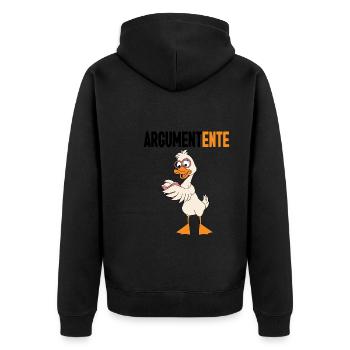 Lustig Ironie Ente Ente Sarkasmus Geschenk - Unisex Premium Bio Zip Hoodie - Schwarz - Hinten - Nico (187cm)