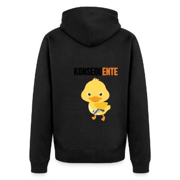 Lustig Ironie Ente Ente Sarkasmus Geschenk - Unisex Premium Bio Zip Hoodie - Schwarz - Hinten - Nico (187cm)