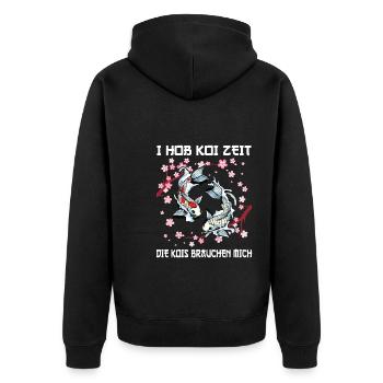 Kois Koi Sarkasmus Geschenk - Unisex Premium Bio Zip Hoodie - Schwarz - Hinten - Nico (187cm)