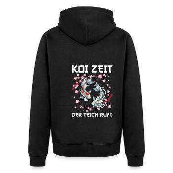Kois Koi Sarkasmus Geschenk - Unisex Premium Bio Zip Hoodie - Schwarz - Hinten - Nico (187cm)