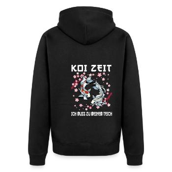 Kois Koi Sarkasmus Geschenk - Unisex Premium Bio Zip Hoodie - Schwarz - Hinten - Nico (187cm)