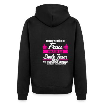 Abschied Kollegin Abschiedsparty Geschenk - Unisex Premium Bio Zip Hoodie - Schwarz - Hinten - Nico (187cm)