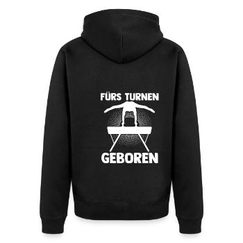 Turnen Sport Turner Geschenk - Unisex Premium Bio Zip Hoodie - Schwarz - Hinten - Nico (187cm)