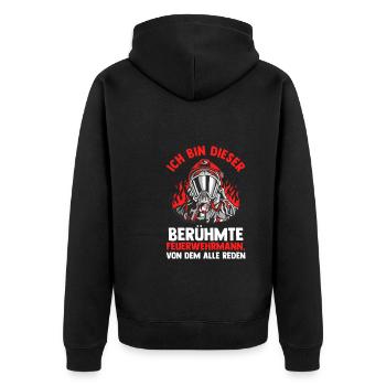 Feuerwehr Feuerwehrauto Feuerwehrmann Geschenk - Unisex Premium Bio Zip Hoodie - Schwarz - Hinten - Nico (187cm)