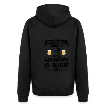 Wandern Bier Bergsteiger Geschenk - Unisex Premium Bio Zip Hoodie - Schwarz - Hinten - Nico (187cm)