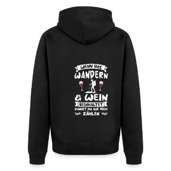 Wandern Wein Berge Geschenk - Unisex Premium Bio Zip Hoodie - Schwarz - Hinten - Nico (187cm)