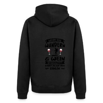 Wandern Wein Bergsteigen Geschenk - Unisex Premium Bio Zip Hoodie - Schwarz - Hinten - Nico (187cm)