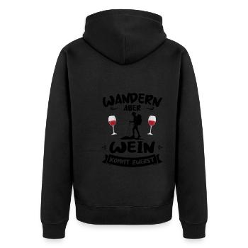 Wandern Wein Bergsteigen Geschenk - Unisex Premium Bio Zip Hoodie - Schwarz - Hinten - Nico (187cm)