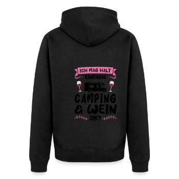 Campen Wein Campingplatz Geschenk - Unisex Premium Bio Zip Hoodie - Schwarz - Hinten - Nico (187cm)