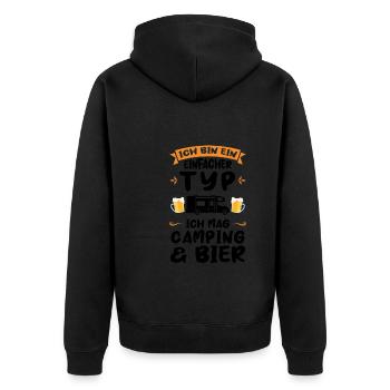 Campen Bier Camping-Liebhaber Geschenk - Unisex Premium Bio Zip Hoodie - Schwarz - Hinten - Nico (187cm)