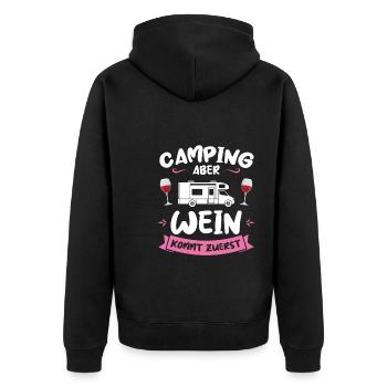 Campen Wein Wohnwagen Geschenk - Unisex Premium Bio Zip Hoodie - Schwarz - Hinten - Nico (187cm)