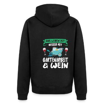 Gartenarbeit Wein Gartenbau Geschenk - Unisex Premium Bio Zip Hoodie - Schwarz - Hinten - Nico (187cm)