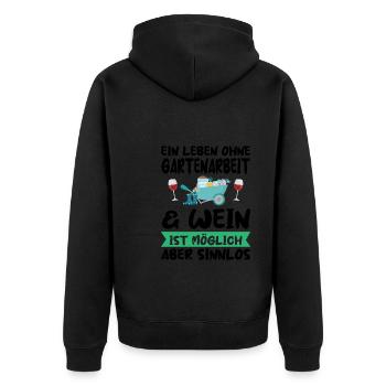 Gartenarbeit Wein Gärtnerei Geschenk - Unisex Premium Bio Zip Hoodie - Schwarz - Hinten - Nico (187cm)