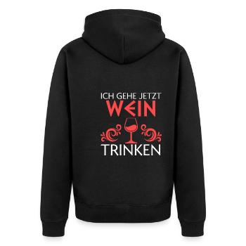 Wein Alkohol Rotwein Geschenk - Unisex Premium Bio Zip Hoodie - Schwarz - Hinten - Nico (187cm)