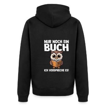 Lesen Eule Leseratte Geschenk - Unisex Premium Bio Zip Hoodie - Schwarz - Hinten - Nico (187cm)