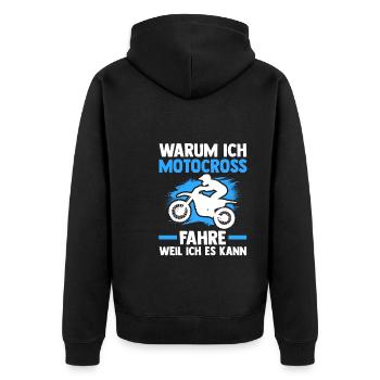 Motocross Biker Motocross-Fahrer Geschenk - Unisex Premium Bio Zip Hoodie - Schwarz - Hinten - Nico (187cm)