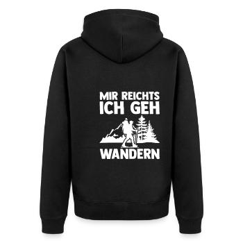 Wandern Berge Wanderer Geschenk - Unisex Premium Bio Zip Hoodie - Schwarz - Hinten - Nico (187cm)