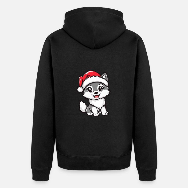 Loup Noël Mignon - Veste à capuche bio Premium Unisexe - noir