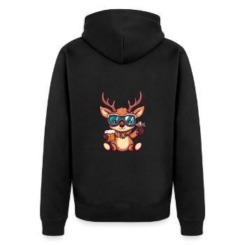 Hirsch Ski Beer - Unisex Premium Organic Zip Hoodie - black - Back - Nico (187cm)