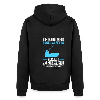 Angeln Fische Fischer Geschenk - Unisex Premium Bio Zip Hoodie - Schwarz - Hinten - Nico (187cm)