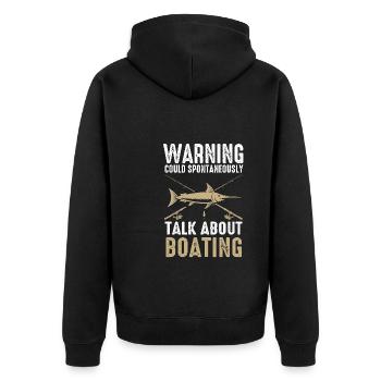 Angeln Fische Fischer Geschenk - Unisex Premium Bio Zip Hoodie - Schwarz - Hinten - Nico (187cm)