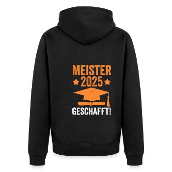 Meister 2025 Prüfung Handwerksmeister Geschenk - Unisex Premium Bio Zip Hoodie - Schwarz - Hinten - Nico (187cm)