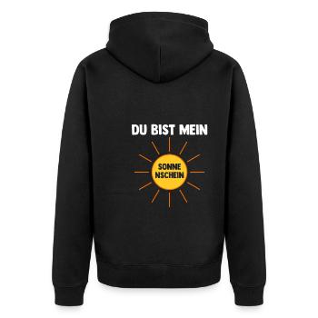 Familie Sonne Verwandte Geschenk - Unisex Premium Bio Zip Hoodie - Schwarz - Hinten - Nico (187cm)