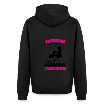 Dackel Hund Dachshund Geschenk - Unisex Premium Bio Zip Hoodie - Schwarz - Hinten - Nico (187cm)