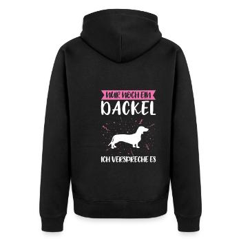 Dackel Hund Hundebesitzer Geschenk - Unisex Premium Bio Zip Hoodie - Schwarz - Hinten - Nico (187cm)
