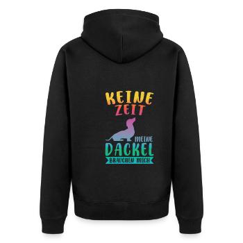 Dackel Hund Dachshunde Geschenk - Unisex Premium Bio Zip Hoodie - Schwarz - Hinten - Nico (187cm)