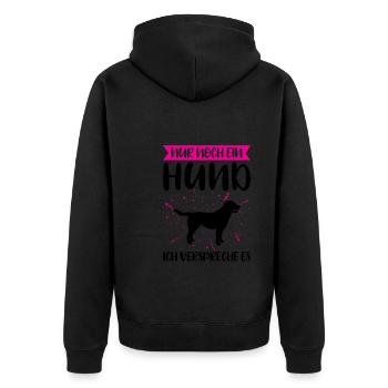 Hund Haustier Hunde Geschenk - Unisex Premium Bio Zip Hoodie - Schwarz - Hinten - Nico (187cm)
