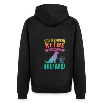 Hund Haustier Hunde Geschenk - Unisex Premium Bio Zip Hoodie - Schwarz - Hinten - Nico (187cm)