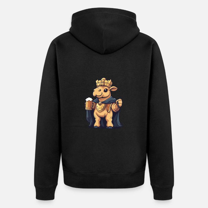 Kamel Bier Lustig - Unisex Premium Bio Zip Hoodie - Schwarz