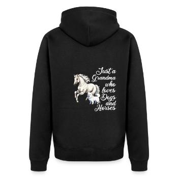 Pferd Pferde und Hund Hund Geschenk - Unisex Premium Bio Zip Hoodie - Schwarz - Hinten - Nico (187cm)