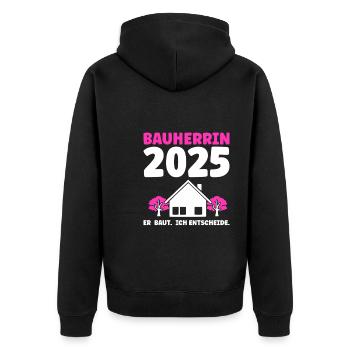 Bauherr Traumhaus Bauherrin Geschenk - Unisex Premium Bio Zip Hoodie - Schwarz - Hinten - Nico (187cm)