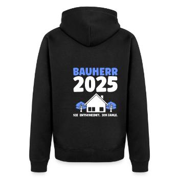 Bauherr Traumhaus Bauherrin Geschenk - Unisex Premium Bio Zip Hoodie - Schwarz - Hinten - Nico (187cm)