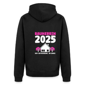 Bauherr Traumhaus Bauherrin Geschenk - Unisex Premium Bio Zip Hoodie - Schwarz - Hinten - Nico (187cm)