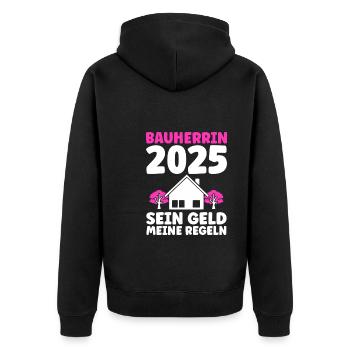 Bauherr Traumhaus Bauherrin Geschenk - Unisex Premium Bio Zip Hoodie - Schwarz - Hinten - Nico (187cm)