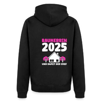 Bauherr Traumhaus Bauherrin Geschenk - Unisex Premium Bio Zip Hoodie - Schwarz - Hinten - Nico (187cm)