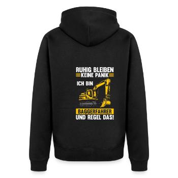 Bagger Fahrer Bagger Bauen Geschenk - Unisex Premium Bio Zip Hoodie - Schwarz - Hinten - Nico (187cm)
