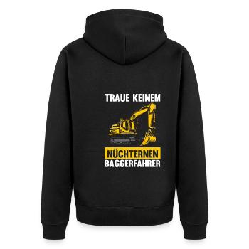 Bagger Fahrer Bagger Bauen Geschenk - Unisex Premium Bio Zip Hoodie - Schwarz - Hinten - Nico (187cm)