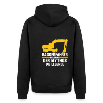 Bagger Fahrer Bagger Bauen Geschenk - Unisex Premium Bio Zip Hoodie - Schwarz - Hinten - Nico (187cm)