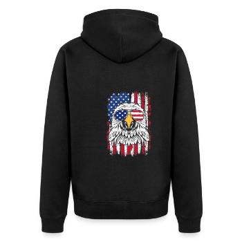 Eagle USA Flag - Unisex Premium Organic Zip Hoodie - black - Back - Nico (187cm)