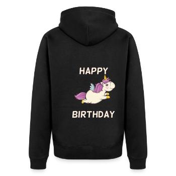 Glückwunsch zum Geburtstag fliegendes Einhorn - Unisex Premium Bio Zip Hoodie - Schwarz - Hinten - Nico (187cm)