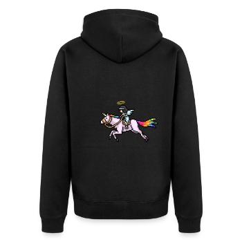 Pixelart Unicorn - Unisex Premium Bio Zip Hoodie - Schwarz - Hinten - Nico (187cm)