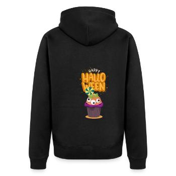 Happy Halloween Cupcake Augen - Unisex Premium Bio Zip Hoodie - Schwarz - Hinten - Nico (187cm)