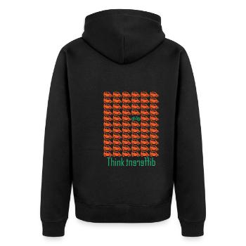 Fahrrad fahren Think Different Gegen den Strom - Unisex Premium Bio Zip Hoodie - Schwarz - Hinten - Nico (187cm)
