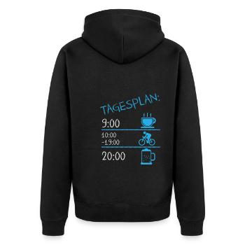 Mein persönlicher Tagesplan Kaffee Fahrrad Bier - Unisex Premium Bio Zip Hoodie - Schwarz - Hinten - Nico (187cm)