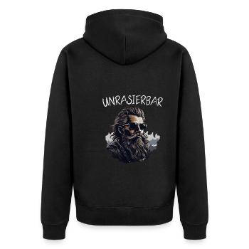 Wikinger Bartträger Lustiger Bart Spruch - Unisex Premium Bio Zip Hoodie - Schwarz - Hinten - Nico (187cm)