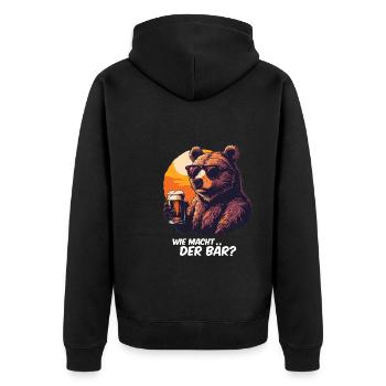Lustiges Bär Leer Party Alkohol Malle Spruch - Unisex Premium Bio Zip Hoodie - Schwarz - Hinten - Nico (187cm)